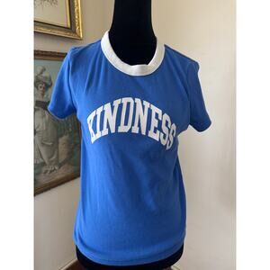 Old Navy Kindness Graphic Ringer Tee Blue Ribbed Snug Fit Size Large